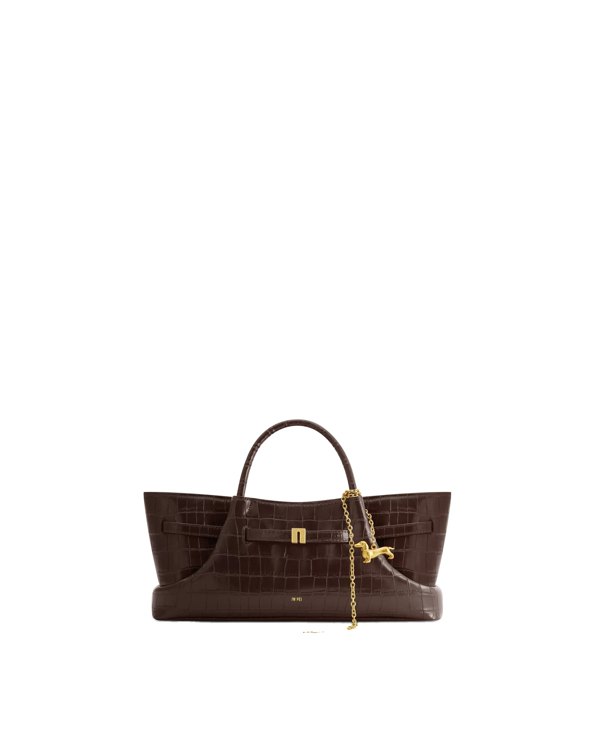 JW PEI Maeve Dachshund Metal Charm Tote Bag in Dark Brown Croc | Totes & Top-Handle Bags | Luxury Shoes JW PEI Maeve Dachshund Metal Charm Tote Bag in Dark Brown Croc