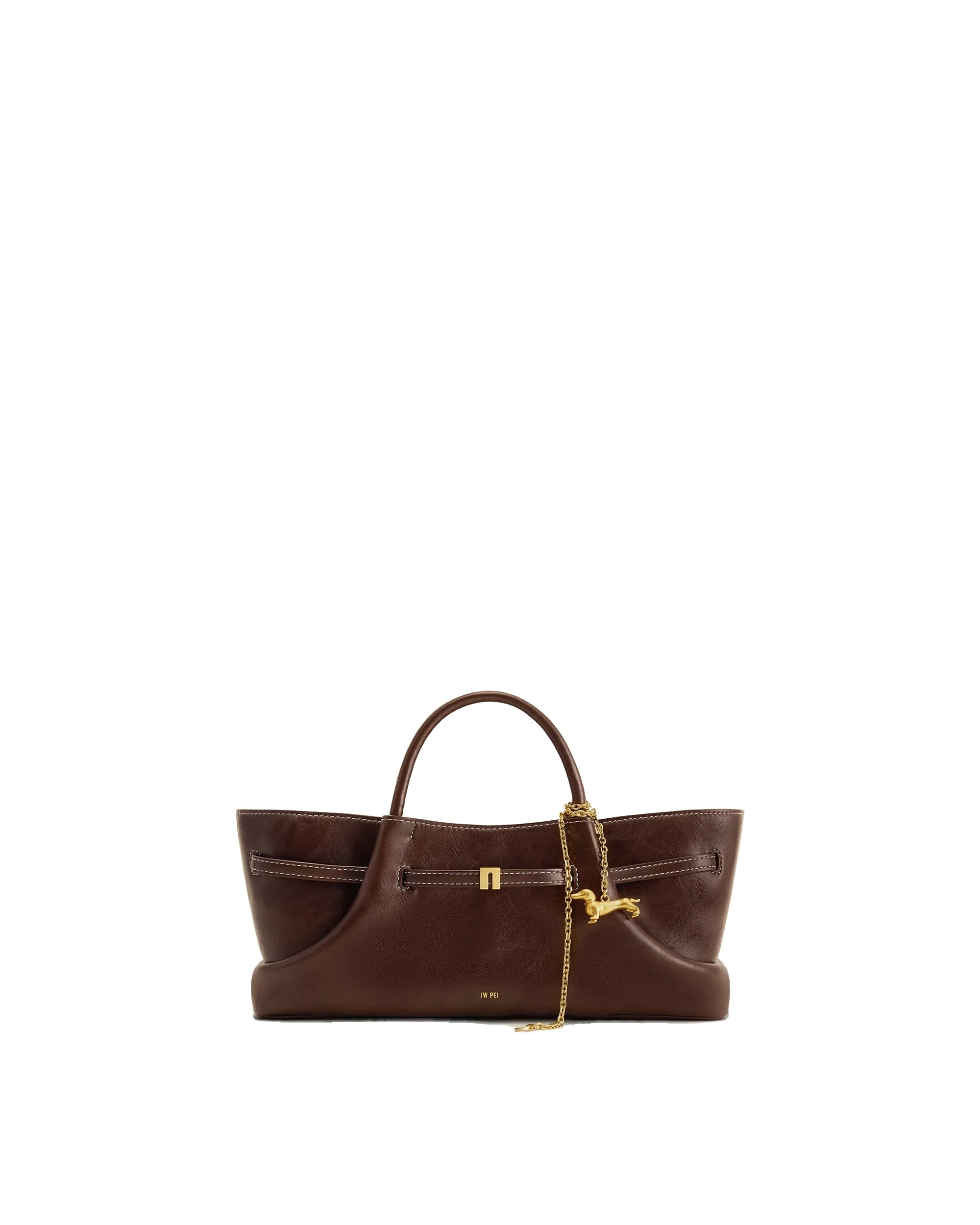 JW PEI Maeve Dachshund Metal Charm Tote Bag in Dark Brown | Totes & Top-Handle Bags | Luxury Shoes JW PEI Maeve Dachshund Metal Charm Tote Bag in Dark Brown
