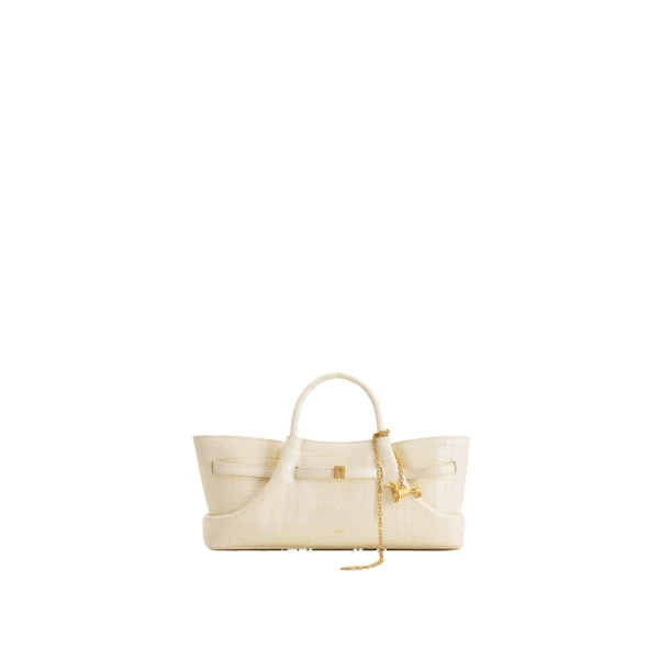 JW PEI Maeve Dachshund Metal Charm Tote Bag in Ivory Croc