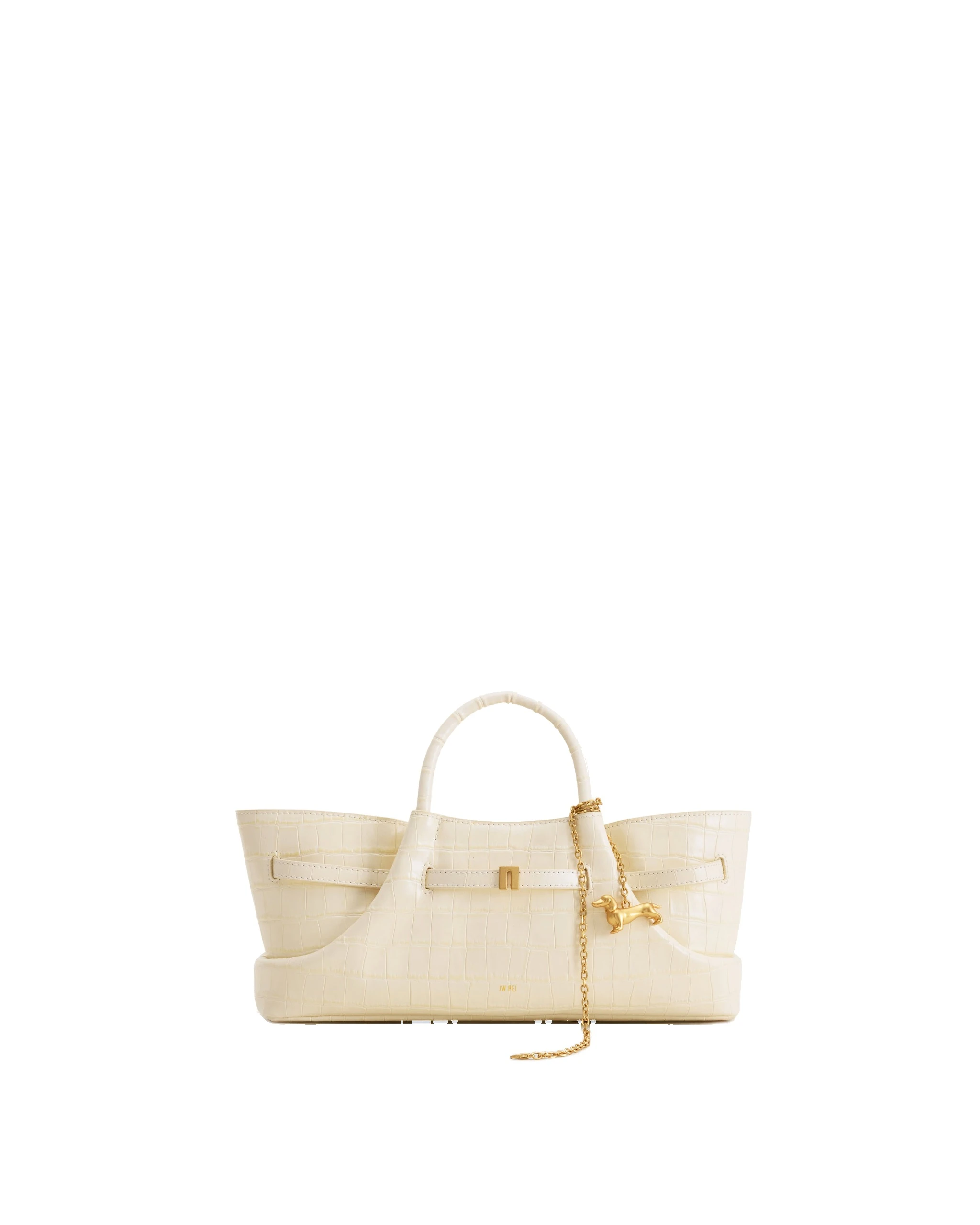 JW PEI Maeve Dachshund Metal Charm Tote Bag in Ivory Croc | Totes & Top-Handle Bags | Luxury Shoes JW PEI Maeve Dachshund Metal Charm Tote Bag in Ivory Croc