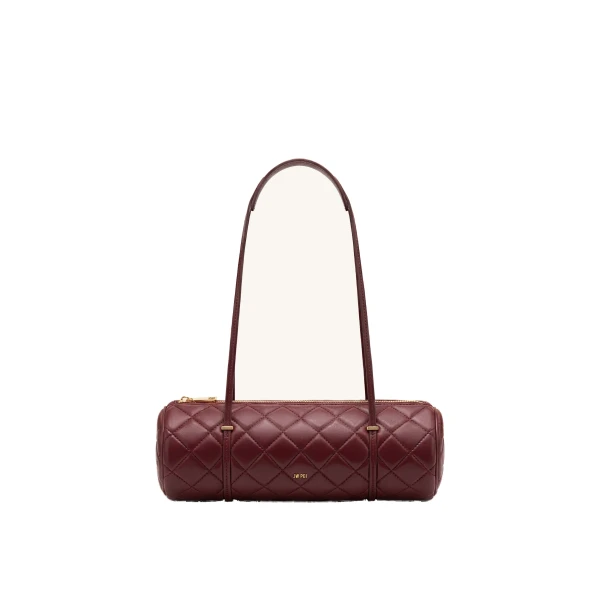 JW PEI Marcella Quilted Cylinder Shoulder Bag in Burgundy