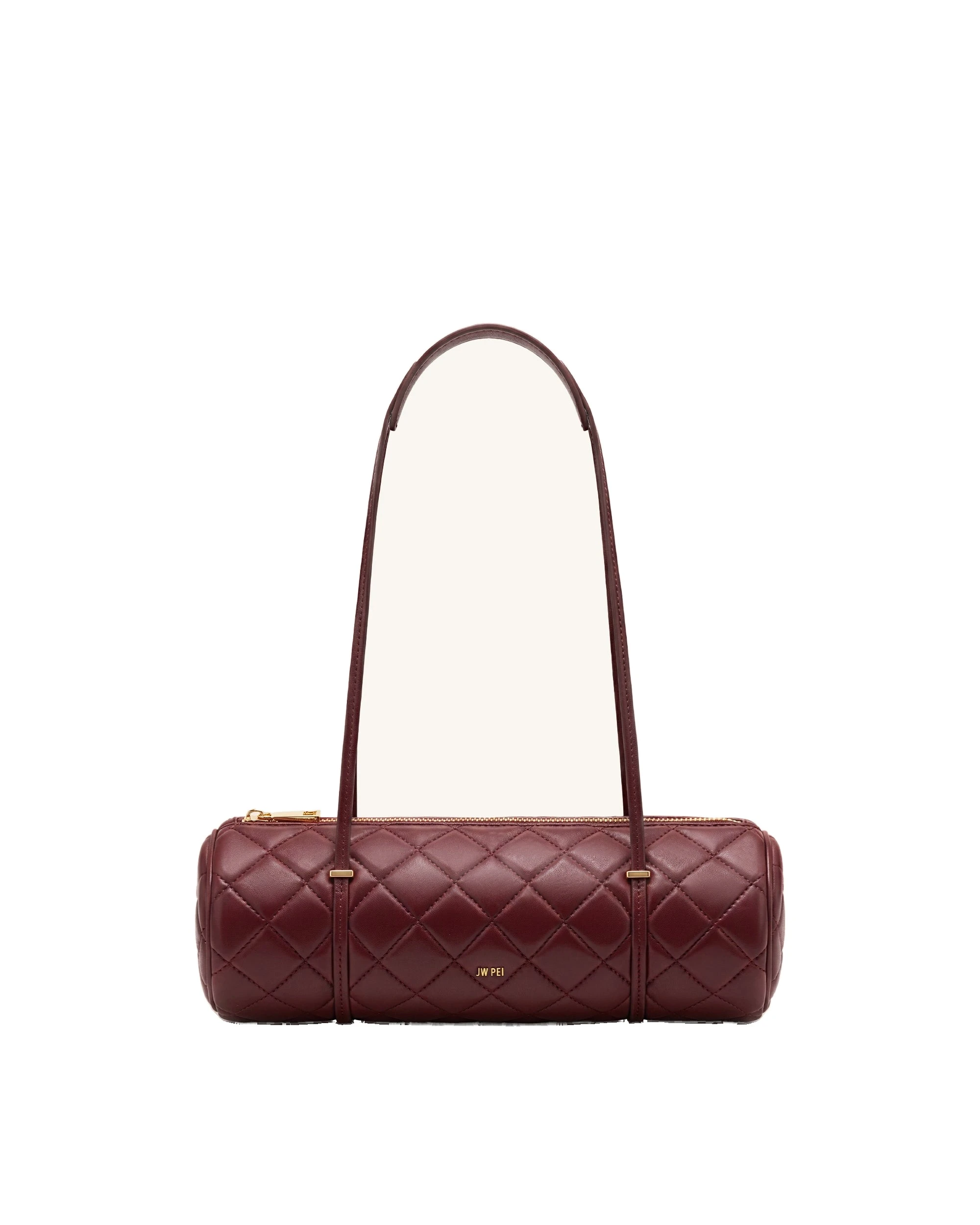 JW PEI Marcella Quilted Cylinder Shoulder Bag in Burgundy | Shoulder & Crossbody Bags | Luxury Shoes JW PEI Marcella Quilted Cylinder Shoulder Bag in Burgundy