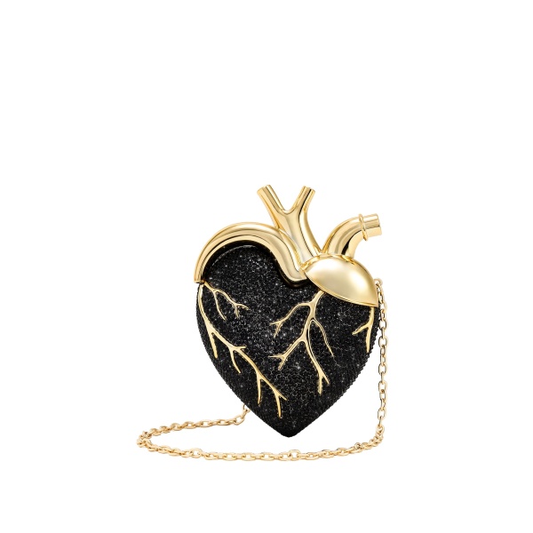 JW PEI Maren Artificial Crystal Heart Shaped Bag in Black Gold