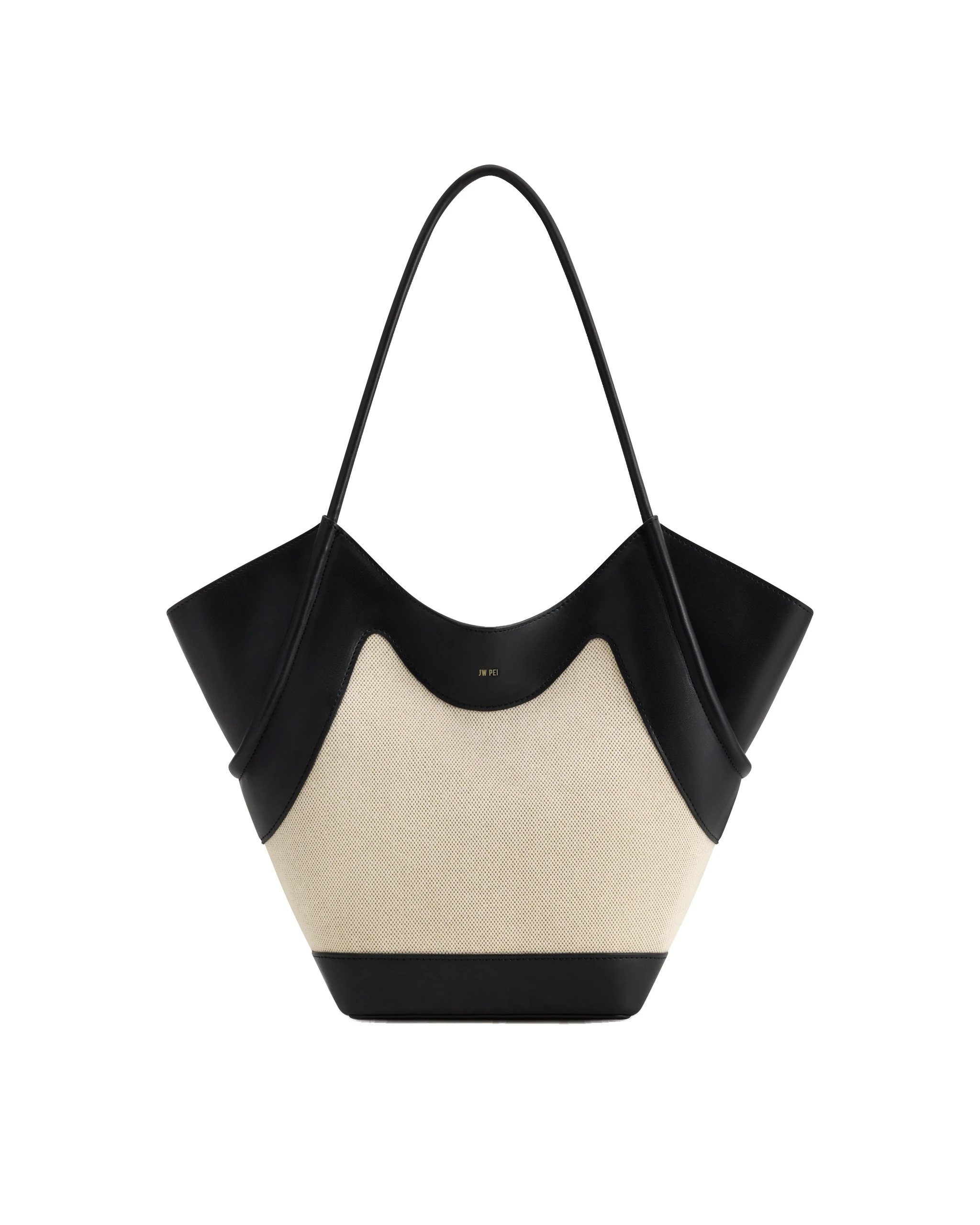 JW PEI Maribel Panel Tote Bag in Black Canvas | Totes & Top-Handle Bags | Luxury Shoes JW PEI Maribel Panel Tote Bag in Black Canvas