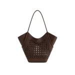 JW PEI Maribel Woven Panel Tote Bag in Dark Brown