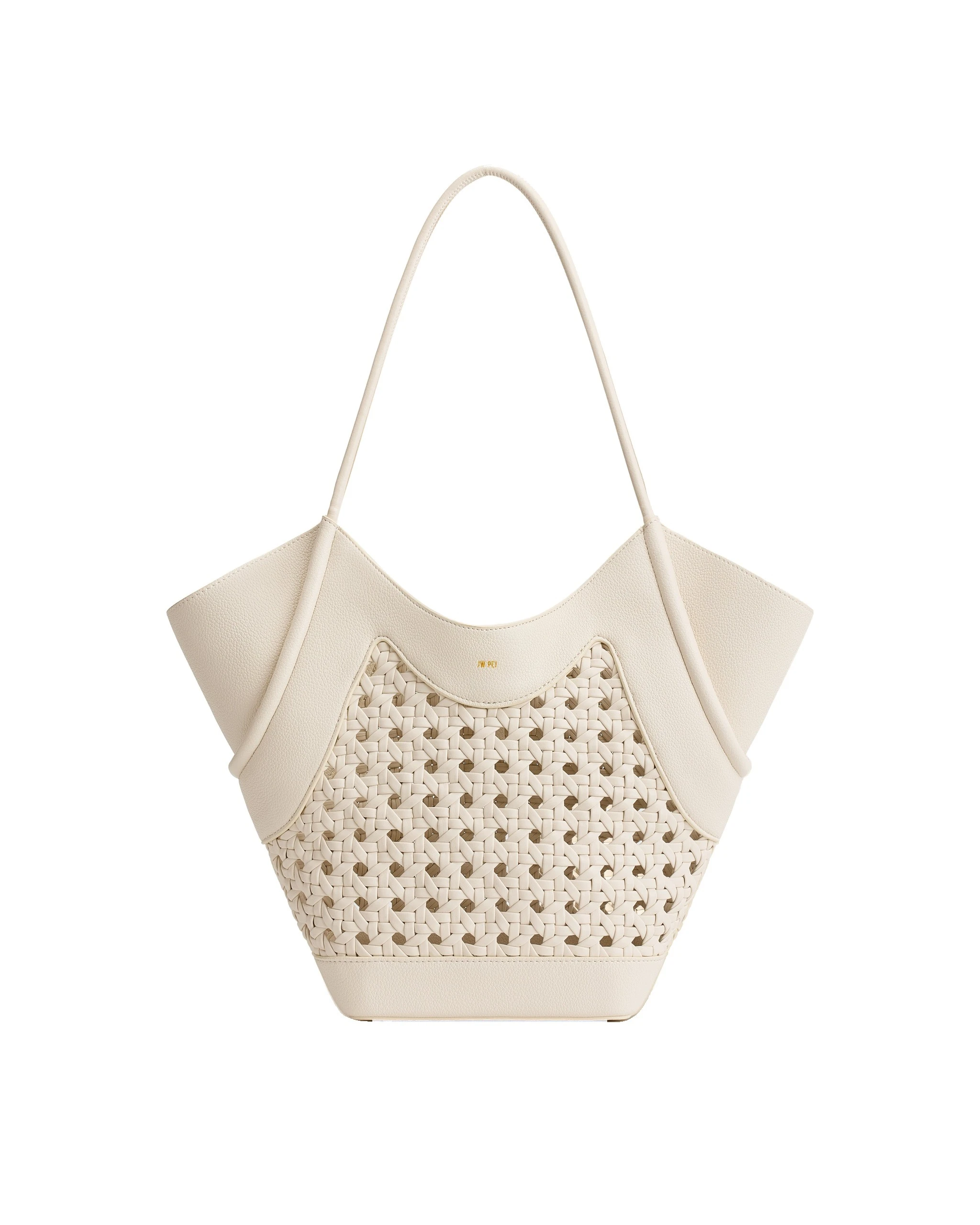 JW PEI Maribel Woven Panel Tote Bag in Ivory | Totes & Top-Handle Bags | Luxury Shoes JW PEI Maribel Woven Panel Tote Bag in Ivory