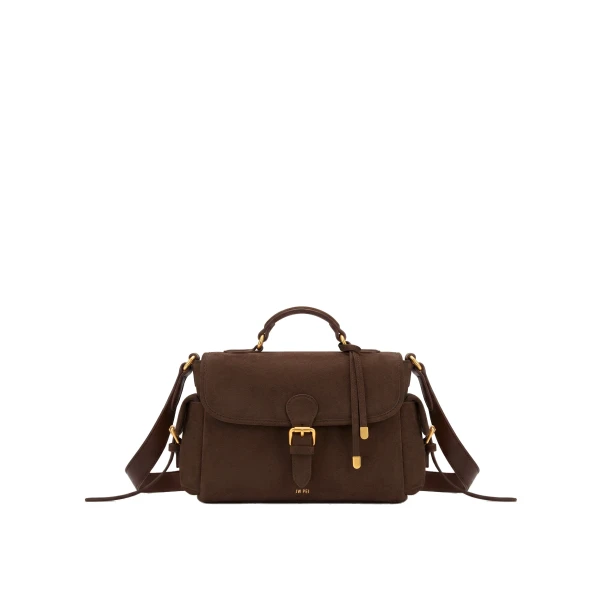 JW PEI Marina Faux Suede Flap Multi-Pocket Top Handle Crossbody Bag in Dark Brown