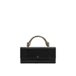 JW PEI Maya Leopard-Shaped Hardware Handle Top Handle Bag in Black Croc