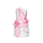 JW PEI Mini Dress with Pink Floral Appliqués