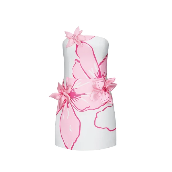 JW PEI Mini Dress with Pink Floral Appliqués