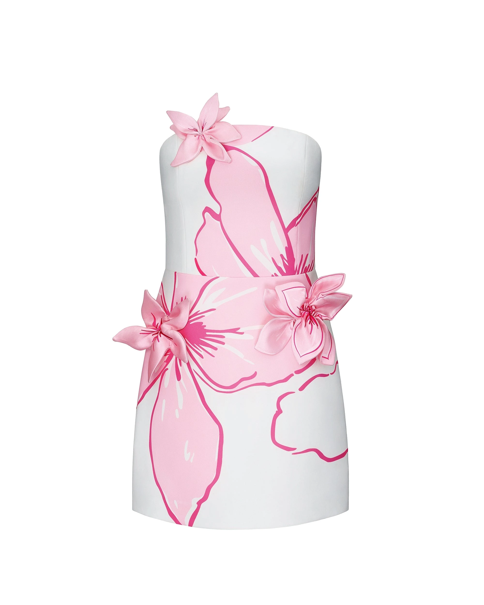JW PEI mini dress | Los Angeles Vegan Fashion Dresses | Luxury Shoes JW PEI Mini Dress with Pink Floral Appliqués