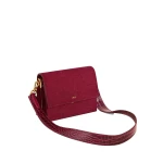 JW PEI Mini Flap Faux Suede Croc Embossed Crossbody in Burgundy