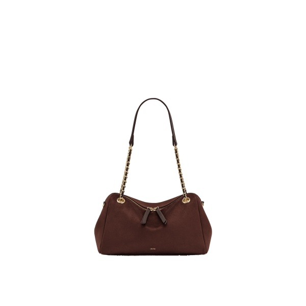 JW PEI Mireya Faux Suede Chain Shoulder Bag in Dark Brown