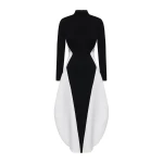 JW PEI Monochrome Paneled Long-Sleeve Maxi Dress