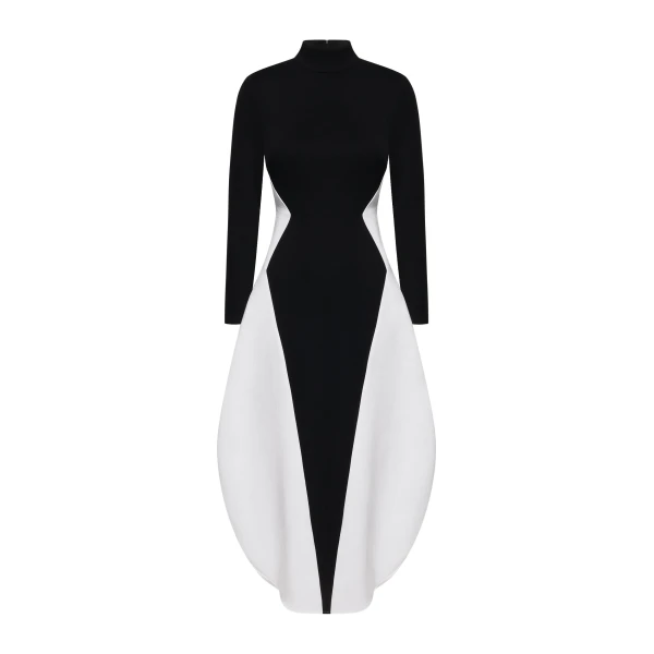 JW PEI Monochrome Paneled Long-Sleeve Maxi Dress