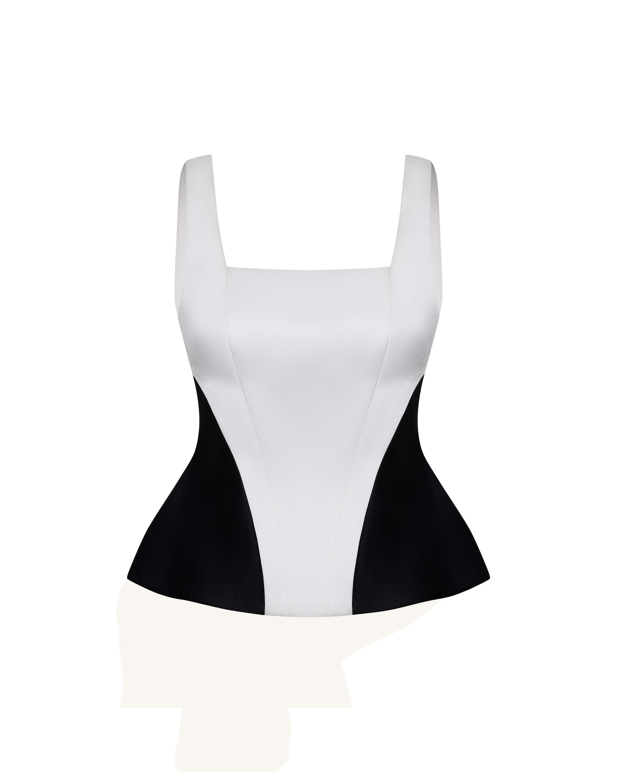 JW PEI top | Los Angeles Vegan Fashion Tops | Luxury Shoes JW PEI Monochrome Paneled Square-Neck Peplum Top