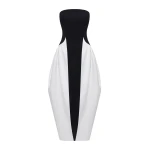JW PEI Monochrome Paneled Strapless Sculptural Maxi Dress
