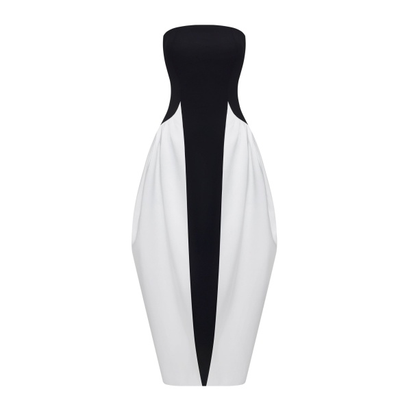 JW PEI Monochrome Paneled Strapless Sculptural Maxi Dress