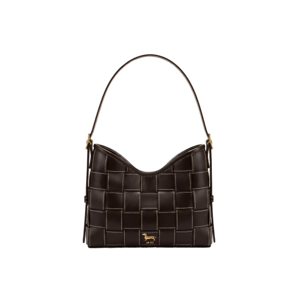 JW PEI Nadine Dachshund Woven Hobo Bag in Dark Brown