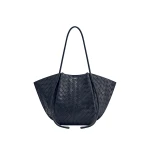 JW PEI Nala Woven Texture Wide Tote Bag in Navy Blue