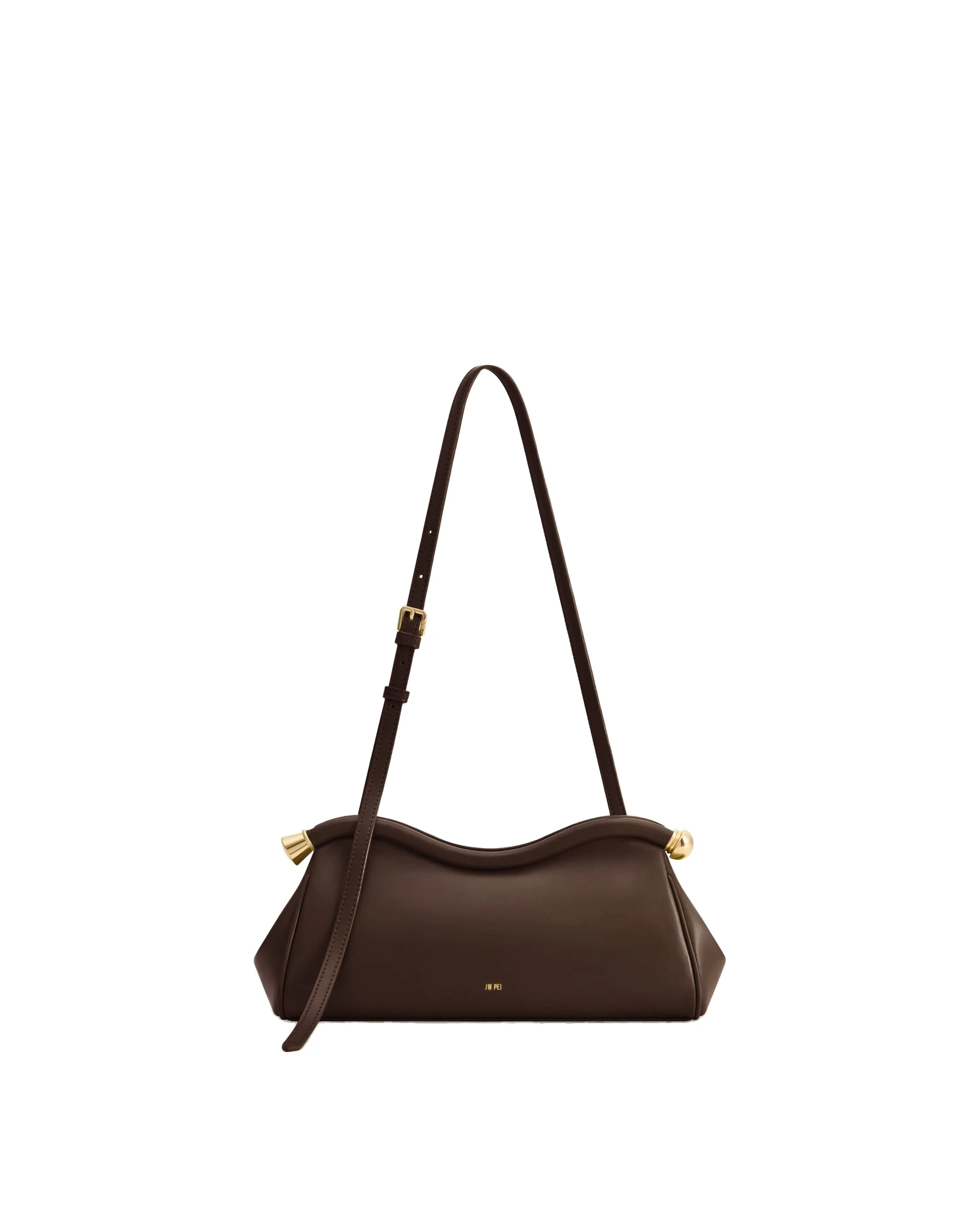 JW PEI Naomi Curved Shoulder Bag in Chocolate Brown | Shoulder & Crossbody Bags | Luxury Shoes JW PEI Naomi Curved Shoulder Bag in Chocolate Brown