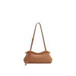 JW PEI Naomi Faux Ostrich Grain Curved Shoulder Bag in Caramel Brown