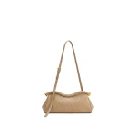 JW PEI Naomi Faux Ostrich Grain Curved Shoulder Bag in Light Khaki