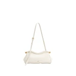 JW PEI Naomi Faux Ostrich Grain Curved Shoulder Bag in White