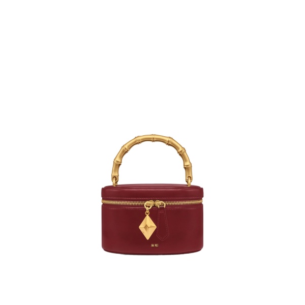 JW PEI Natalie Metal Geometric Pendant Handle Bag in Burgundy