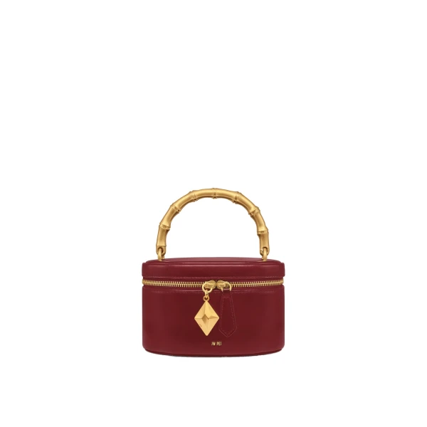 JW PEI Natalie Metal Geometric Pendant Handle Bag in Burgundy