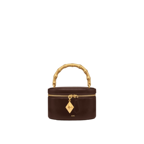 JW PEI Natalie Metal Geometric Pendant Handle Bag in Dark Brown