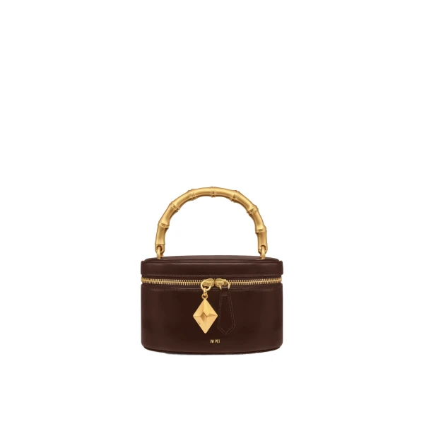 JW PEI Natalie Metal Geometric Pendant Handle Bag in Dark Brown