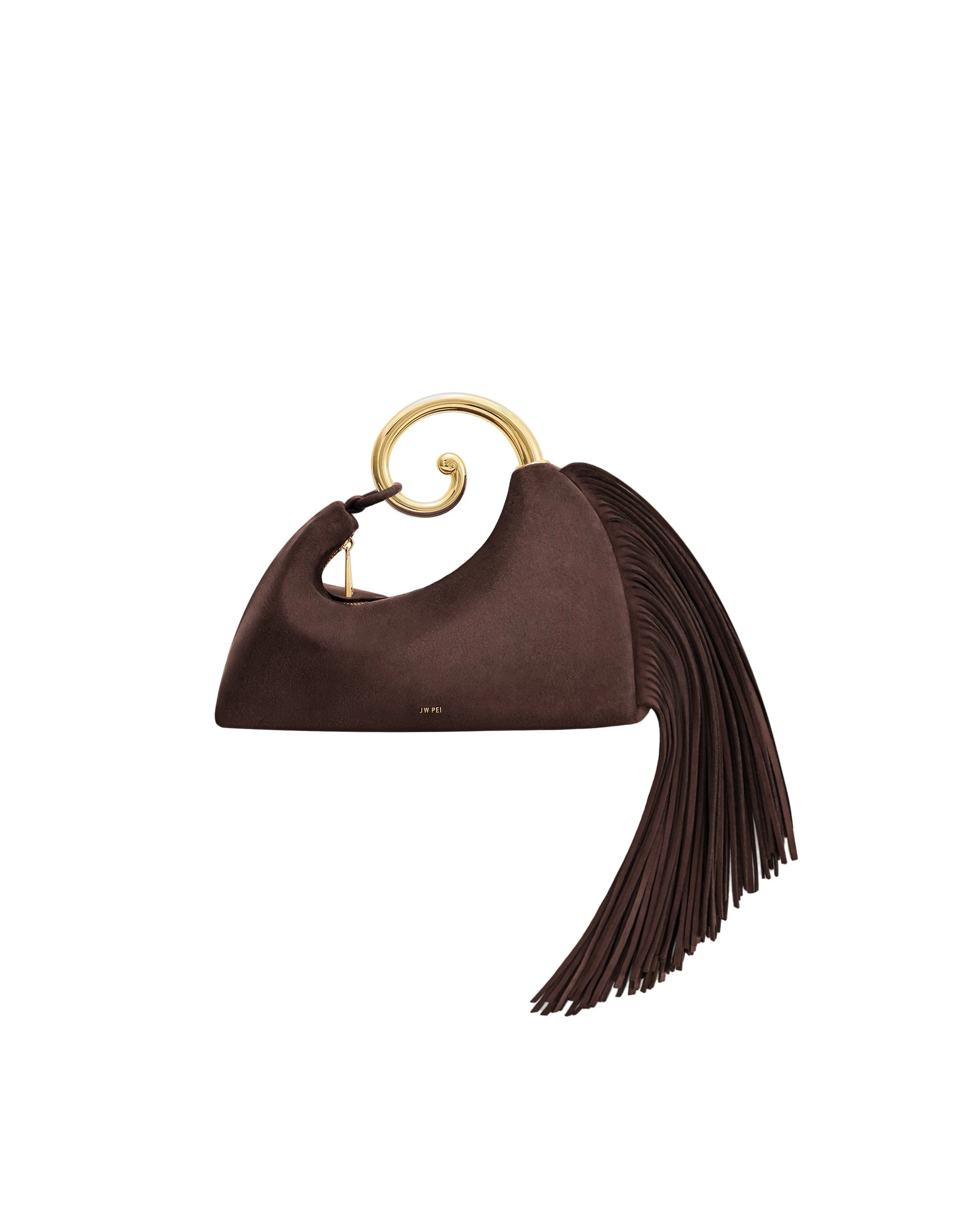 JW PEI Nell Fringe Hardware Top Handle Bag in Deep Brown | Totes & Top-Handle Bags | Luxury Shoes JW PEI Nell Fringe Hardware Top Handle Bag in Deep Brown