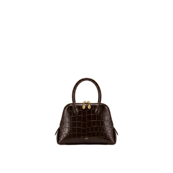 JW PEI Nerina Structured Top Handle Bag in Dark Brown Croc