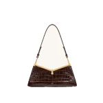 JW PEI Nerina V-Frame Shoulder Bag in Dark Brown Croc