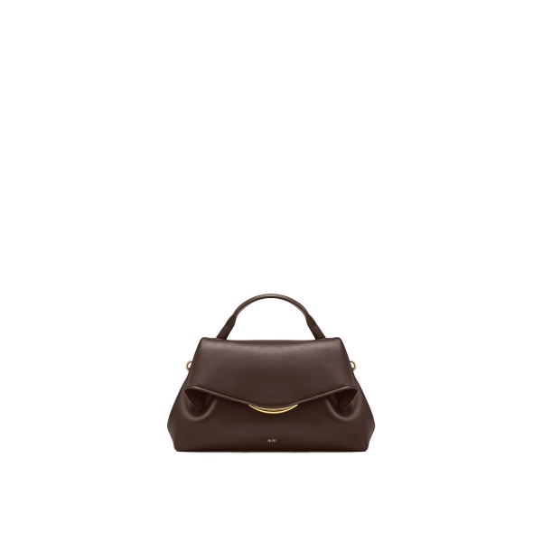 JW PEI Nerissa Curved Flap Top Handle Bag in Dark Brown