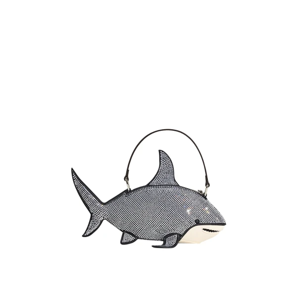 JW PEI Nerys Artificial Crystal Shark Top Handle Bag in Black