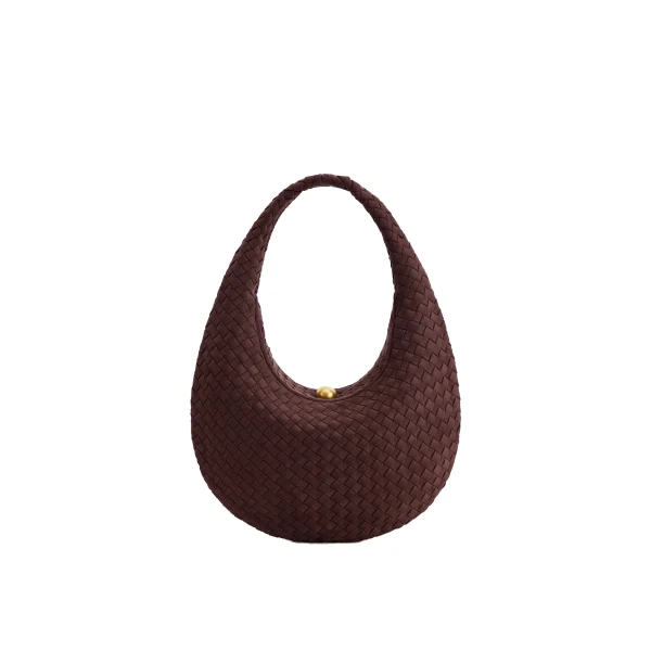 JW PEI Nola Faux Suede Woven Hobo Shoulder Bag in Dark Mocha