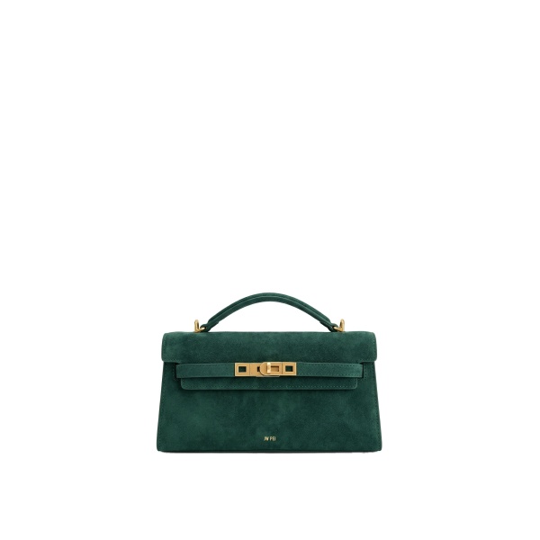 JW PEI Noor Faux Suede Top Handle Bag in Forest Green