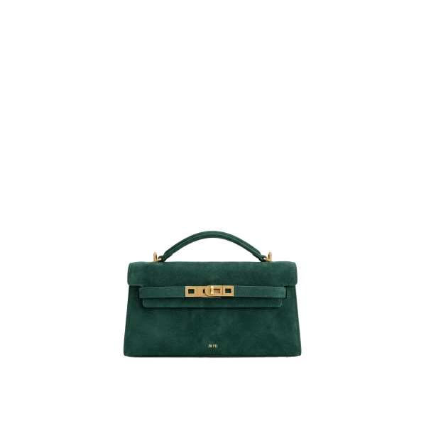 JW PEI Noor Faux Suede Top Handle Bag in Forest Green