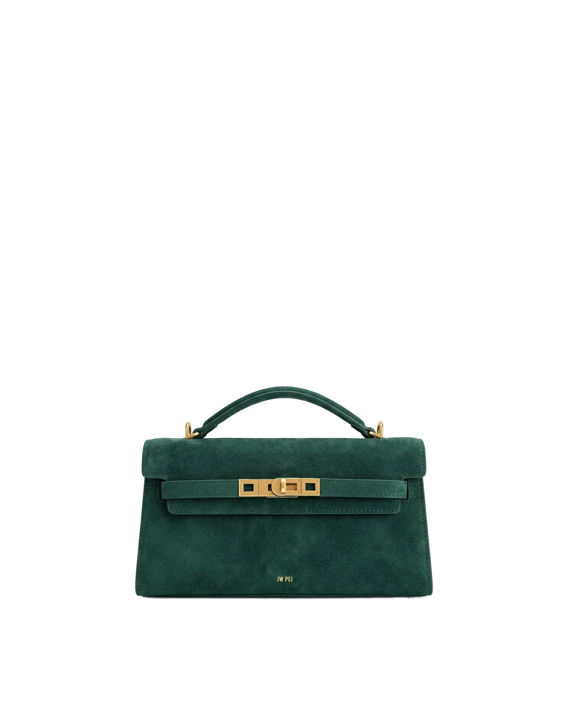 JW PEI Noor Faux Suede Top Handle Bag in Forest Green | Totes & Top-Handle Bags | Luxury Shoes JW PEI Noor Faux Suede Top Handle Bag in Forest Green