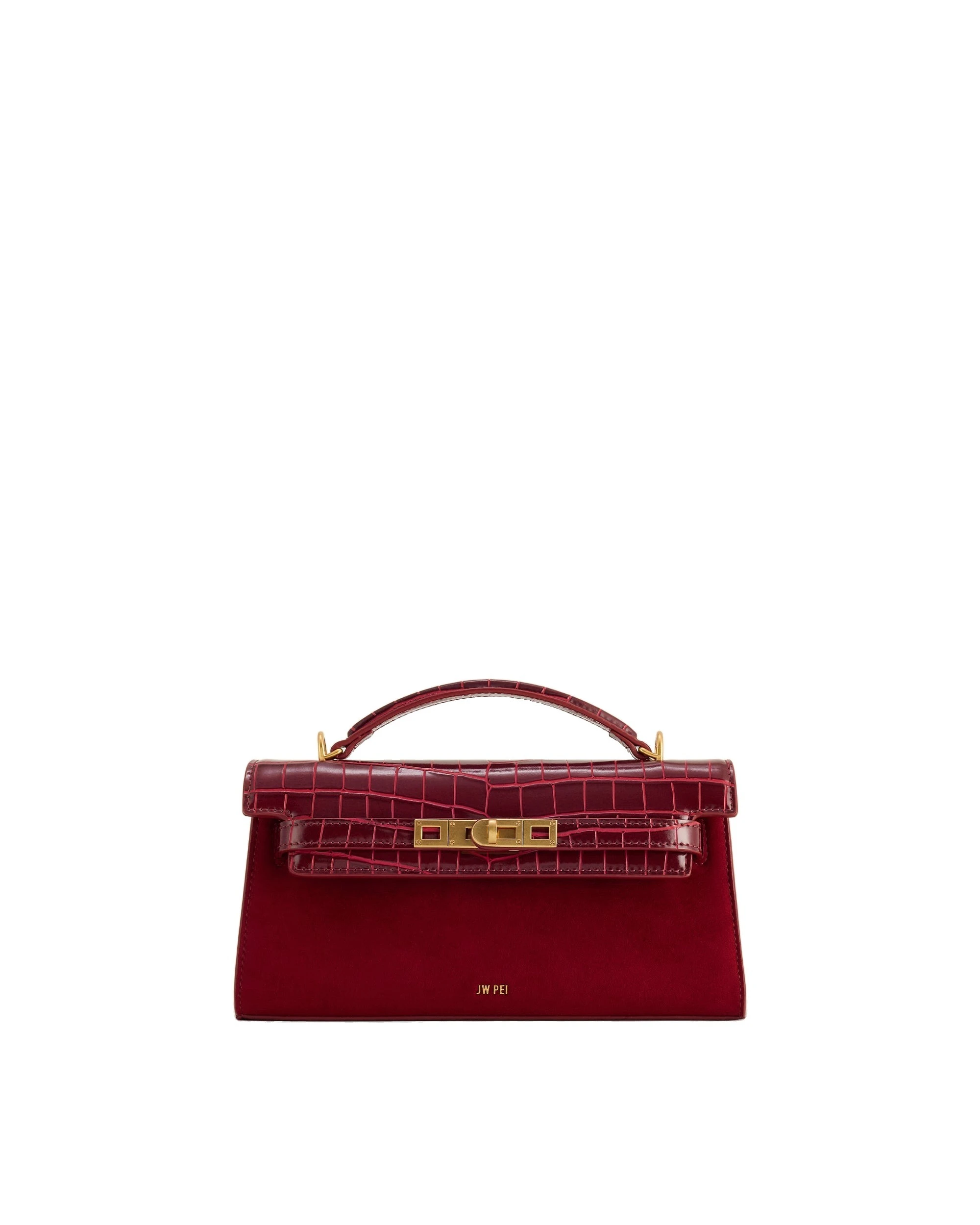 JW PEI Noor Faux Suede Top Handle Bag in Red | Totes & Top-Handle Bags | Luxury Shoes JW PEI Noor Faux Suede Top Handle Bag in Red