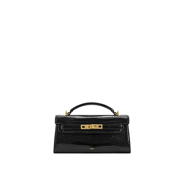 JW PEI Noor Top Handle Bag in Black Croc