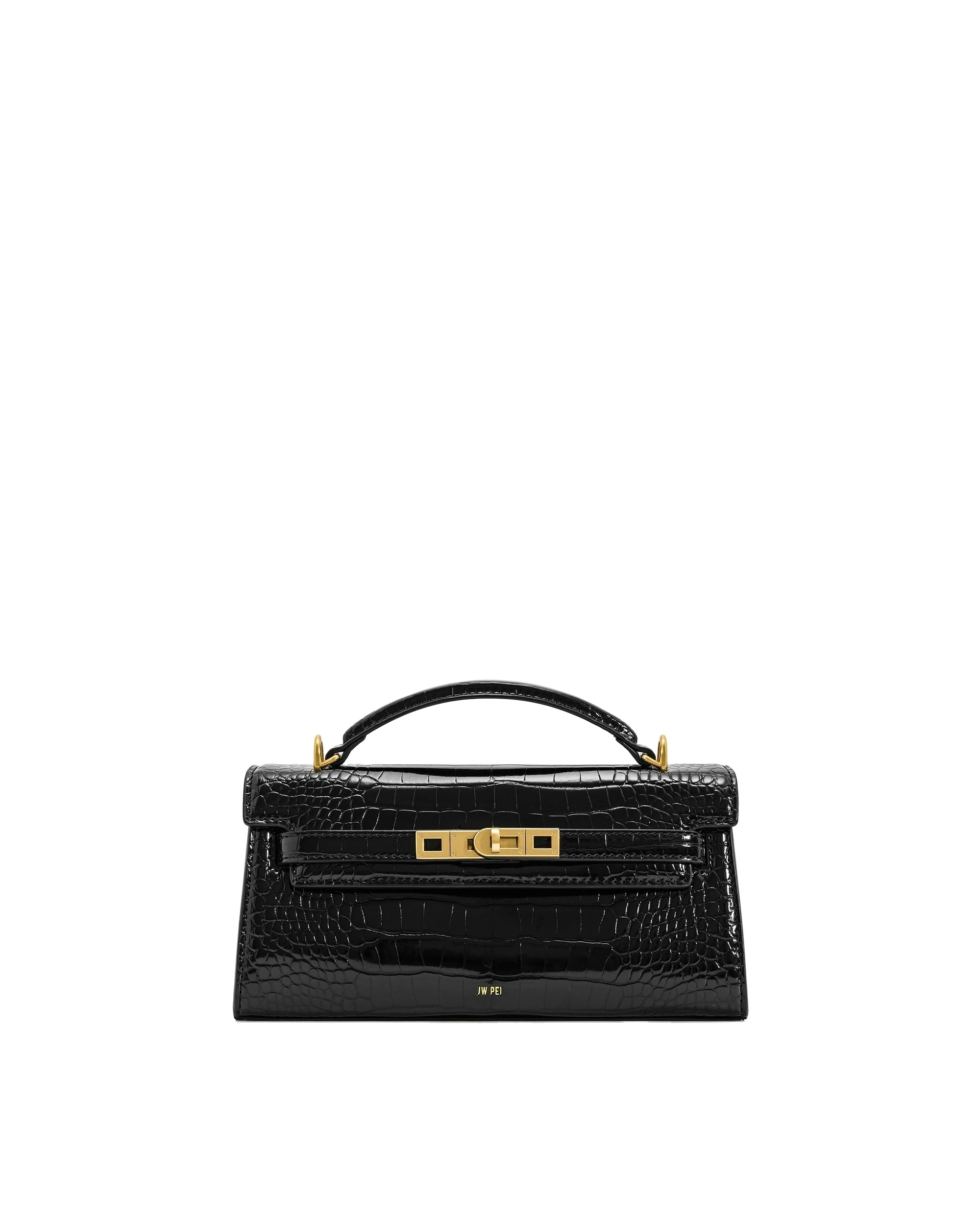 JW PEI Noor Top Handle Bag in Black Croc | Totes & Top-Handle Bags | Luxury Shoes JW PEI Noor Top Handle Bag in Black Croc