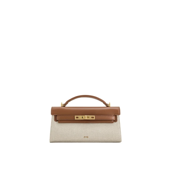 JW PEI Noor Top Handle Bag in Brown Canvas