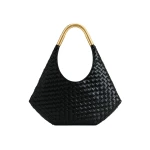 JW PEI Olivia Hand-Woven Metal Handle Hobo Bag in Black