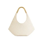 JW PEI Olivia Hand-Woven Metal Handle Hobo Bag in White
