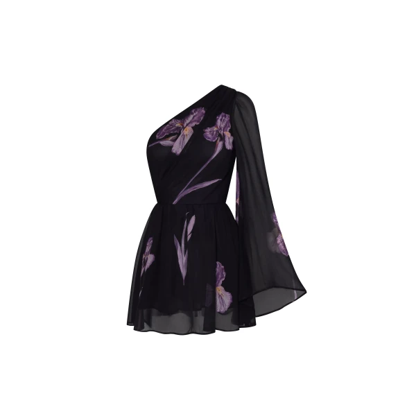 JW PEI One Shoulder Floral Mesh Dress