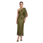 JW PEI One Shoulder Fringe Midi Dress