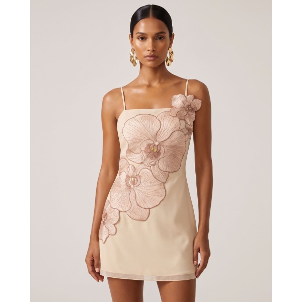 JW PEI Orchid Appliqué Mini Dress